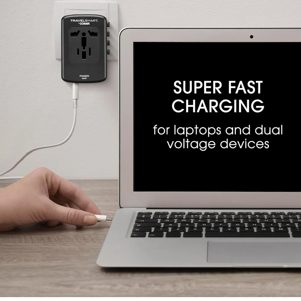 Conair TravelSmart Fast Worldwide Power Adapter 100- 250V
